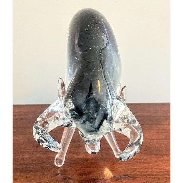 Glass Vintage Formia Murano Blue and Clear Glass Bull Sculpture For Sale - Image 7 of 8