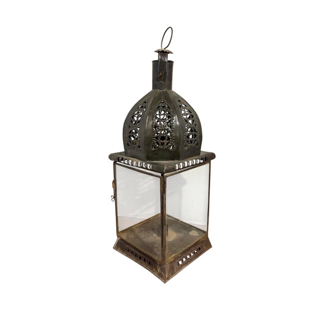 Vintage Moroccan Glass and Metal Lamp 22" H For Sale In New York - Image 6 of 6