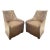 Pair of Taupe Leather, Skirted Slip-Covered Verellen Chairs on Casters For Sale