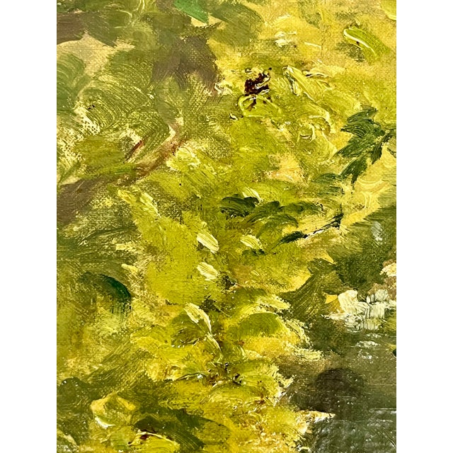 Antique 19th-Century French Impressionist Landscape Oil Painting Sunlit Forest For Sale - Image 14 of 18