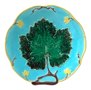 19th Century Majolica Leaf Compote by Joseph Holcroft