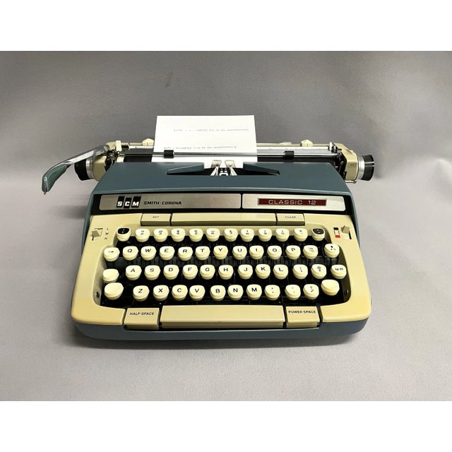 Smith-Corona Classic 12 Portable Typewriter - Teal Blue For Sale - Image 9 of 13