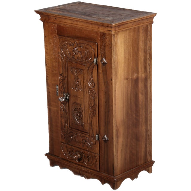 Baroque Small Antique Baroque Walnut Wall Cabinet, 1750s For Sale - Image 3 of 18