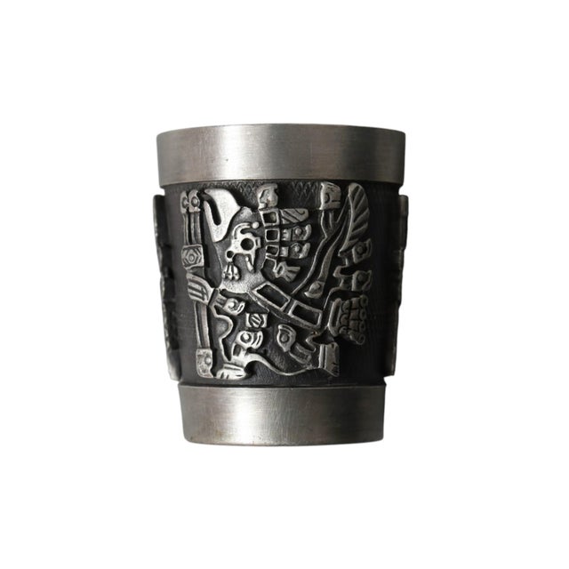 Metal 1980s Incan Deities Pewter Shot Glasses by Schohaus of Bolivia - Set of 6 For Sale - Image 7 of 9