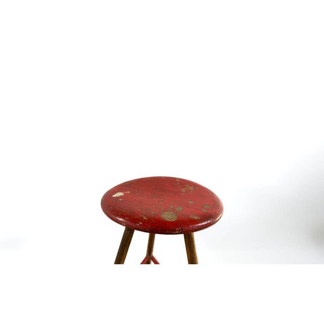 Bauhaus Early 20th Century Brutalist Workshop Stool in Steel and Wood, Germany For Sale - Image 3 of 8