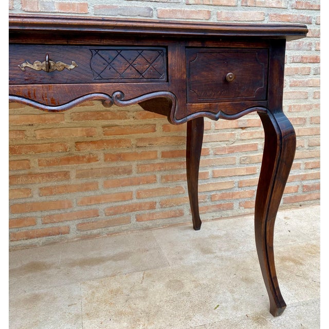 Early 20th Century French Desk Carved Table with Three Drawers, 1930s For Sale - Image 14 of 18