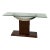 Vintage Mid-Century Modern Sculptural Glass Console Table With a Burl Wood Veneer Pedestal & Chrome Base For Sale