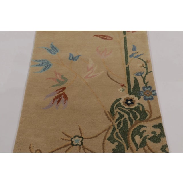Rug & Kilim Rug & Kilim’s Extra-Long Chinese Art Deco-Style Custom Runner, Beige With Floral For Sale - Image 4 of 10