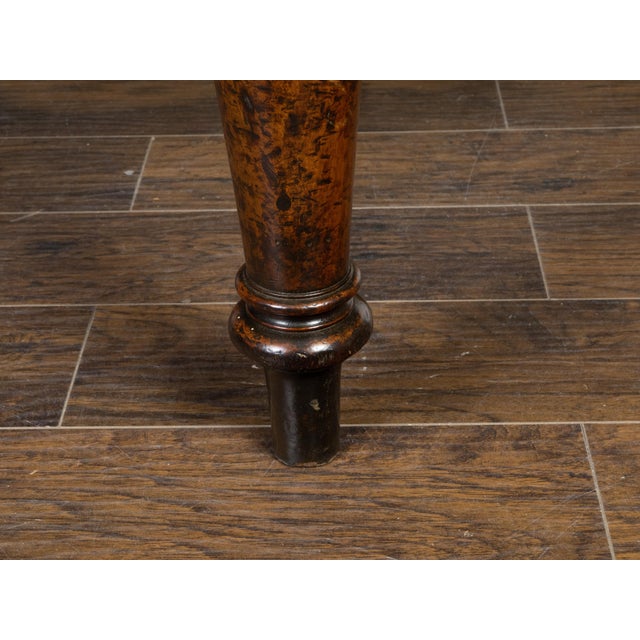 English English 19th Century Mahogany Table with Green Leather Oval Top and Turned Legs For Sale - Image 3 of 12