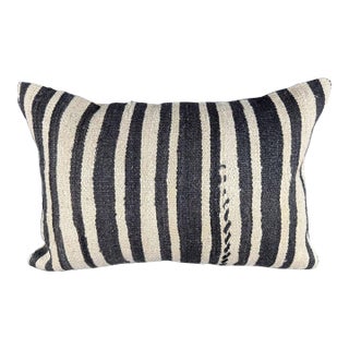 Turkish Hemp Pillow Cushion Natural Beige Black Pillow Cushion Cover 16 "x 24" For Sale