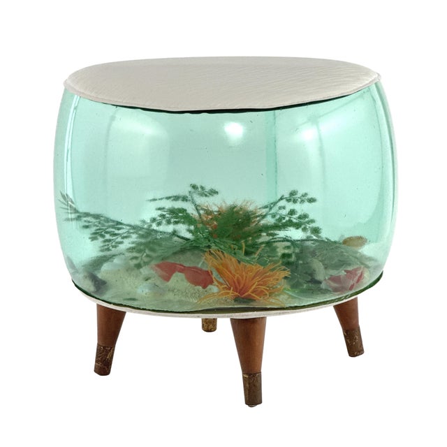 Mid-Century Modern Vintage 1960s Mid-Century Modern Inflatable Aquarium Stool Ottoman Fish Tank Footstool For Sale - Image 3 of 16