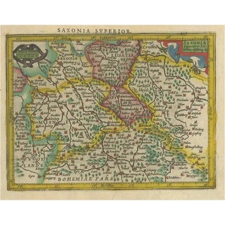 Small Antique Map of Upper Saxony, Germany, 1610 For Sale