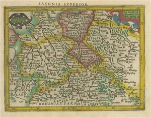Small Antique Map of Upper Saxony, Germany, 1610