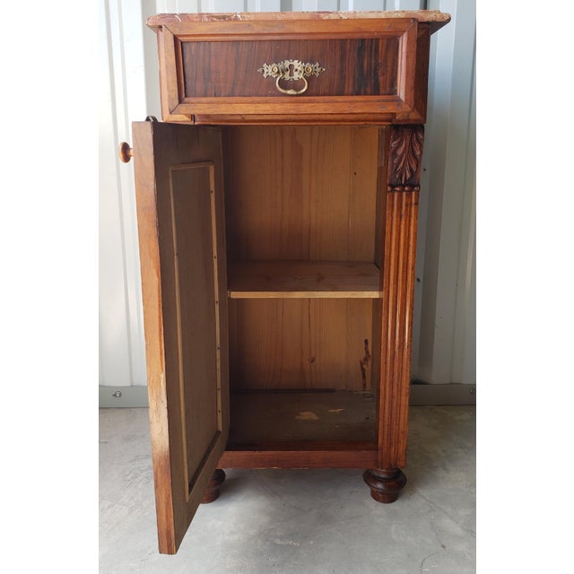 Brown 19th Century Antique Continental Empire Side Table Bedside Cabinet For Sale - Image 8 of 12