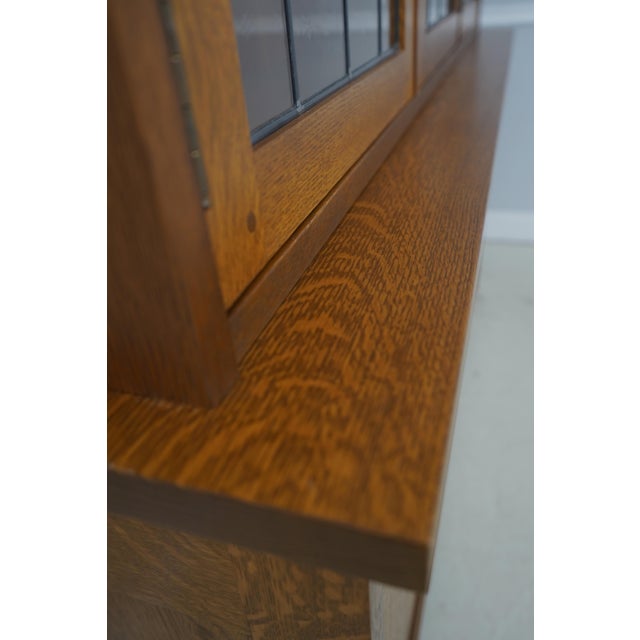 Stickley Mission Oak Leaded Glass China Cabinet For Sale - Image 14 of 18