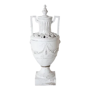 Mid 20th Century Ceccarelli Italian Neoclassical White Glazed Ceramic Large Scale Urn
