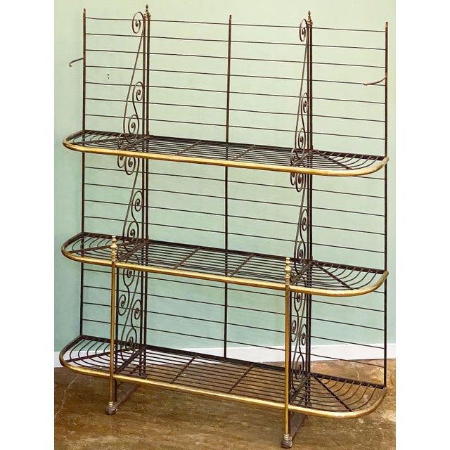 Metal Large French Boulangerie Stand or Baker's Rack of Wrought Iron and Brass For Sale - Image 7 of 13