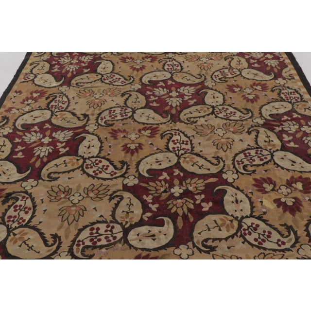 This 8 x 8 antique Swedish Bessarabian tapestry rug from the 19th century showcases a richly decorative floral and paisley...