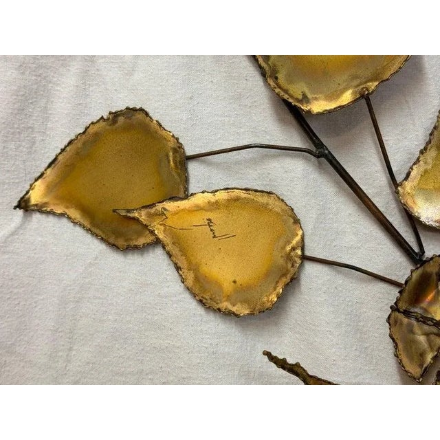 Floral Brutalist Gilt Wall Sculpture in the Style of Curtis Jere For Sale - Image 9 of 12