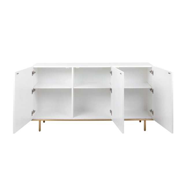 2020s Pasargad Home Polara Modern White Sideboard With Geometric Doors For Sale - Image 5 of 12