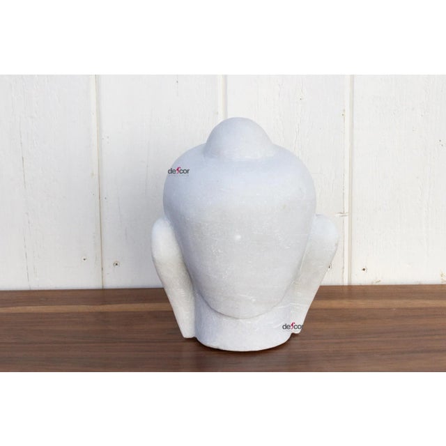 Handcarved White Marble Buddha For Sale In Los Angeles - Image 6 of 10