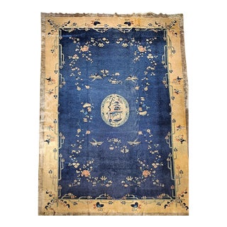 Vintage Chinese Art Deco Oversize Rug, Wool Pile, Pagoda Design, 12' X 20' For Sale