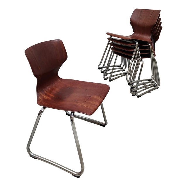 Vintage Pagholz Stacking Chairs from Flötotto, 1960s, Set of 6 For Sale