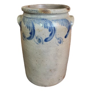 Antique 3-Gallon Salt-Glazed Stoneware Crock With Cobalt Decoration, Attributed to David Parr, c.1860–1875 For Sale
