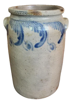 Antique 3-Gallon Salt-Glazed Stoneware Crock With Cobalt Decoration, Attributed to David Parr, c.1860–1875