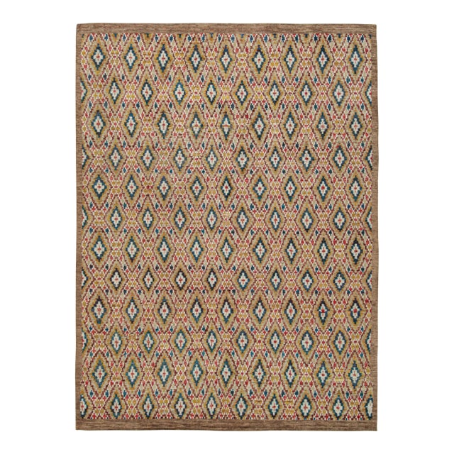 Beige 2010s Rug & Kilim’s Moroccan Style Rug in Beige With Colorful Diamond Patterns For Sale - Image 8 of 8
