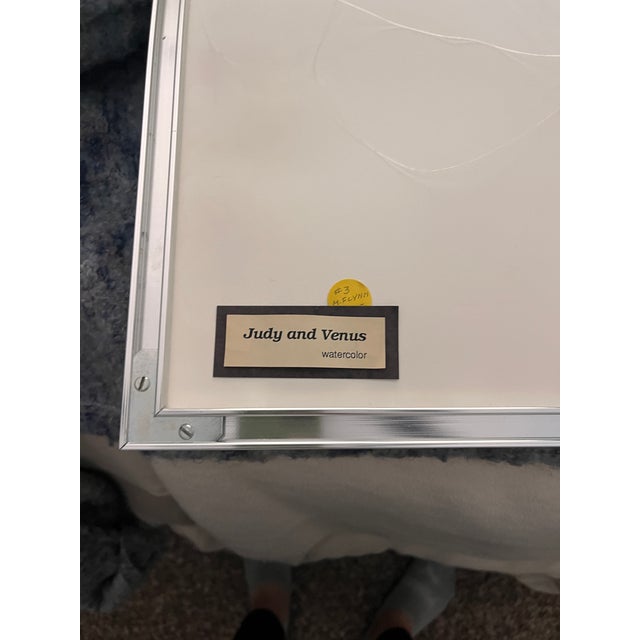 Vintage 70's Mid-Century Modern Abstract Framed Vibrant Watercolor Painting - Signed and Titled For Sale - Image 11 of 11