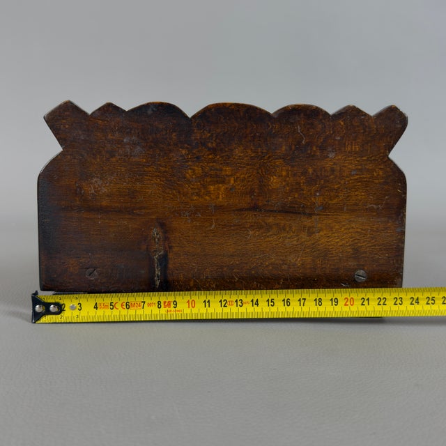 Vintage Double Inkwell Desk in Carved Wood with Glass Trays, 1940s For Sale - Image 9 of 12