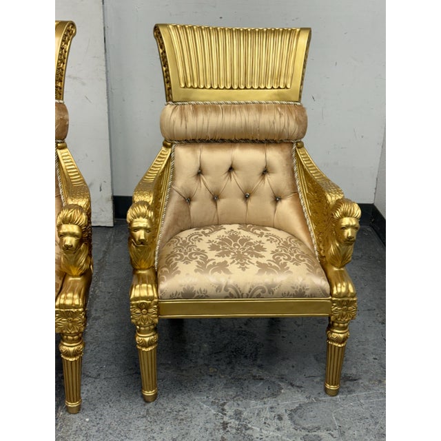 Hollywood Regency Homey Design Opulent Lion Head + Winged Arm Chairs, Pair For Sale - Image 3 of 12