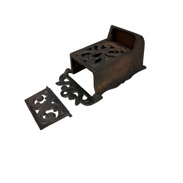 Vintage Cast Iron Matchbox Holder Wall Mount For Sale - Image 6 of 9