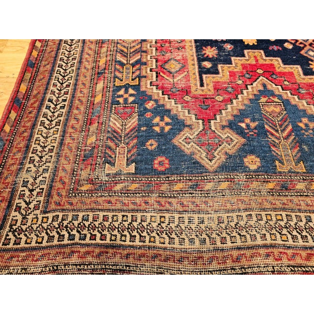 Vintage Persian Afshar Tribal Rug, Hand-Knotted Wool, Geometric Pattern, Navy & Red, 6x7 For Sale - Image 13 of 14