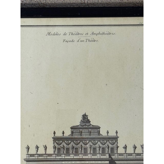 Late 18th Century Pair of Antique French Neoclassical Architectural Engravings – Theatre & Basilica Facades, Framed For Sale - Image 5 of 10