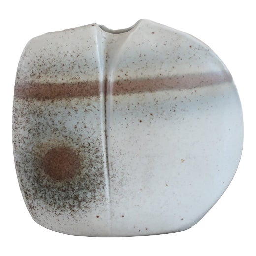 Modernist Pebble Vase with Abstract Decor in Porcelain from Virebent, France, 1970s For Sale
