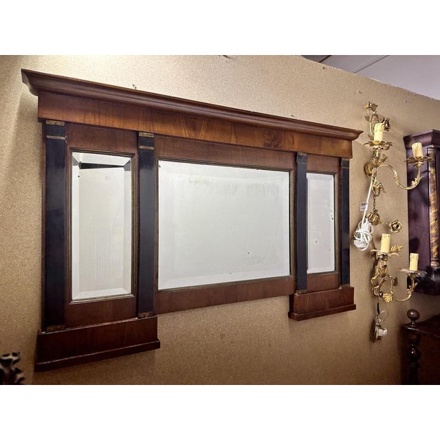 Black Antique Empire Style Fireplace Mirror, 1800s For Sale - Image 8 of 9