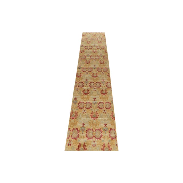 Contemporary Spanish European Style Runner in Gold, Red & Gray Floral Pattern by Rug & Kilim For Sale - Image 3 of 6
