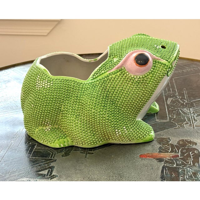 Antique Large Chinese Green Frog Planter/Cachepot For Sale - Image 4 of 9