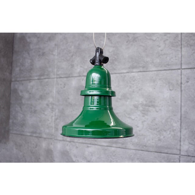 2000 - 2009 Industrial Enamel Ceiling Lamp in Green, 2000s For Sale - Image 5 of 8