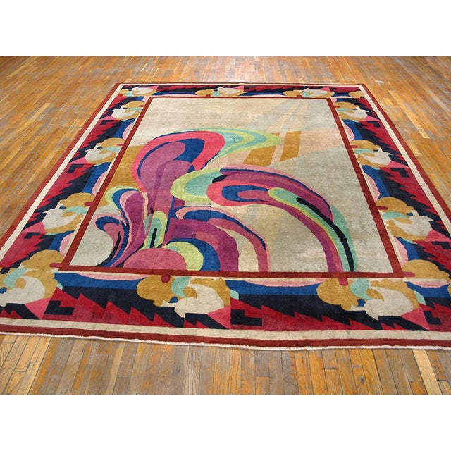 Chinese Art Deco Carpet from 1920s with European Deco influences ( 9' x 11'6" - 275 x 350 ) Antique Chinese - Art Deco...