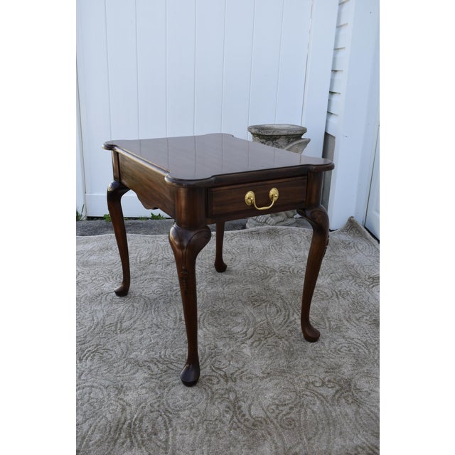 Brown Vintage Harvest House Cherrywood Queen Anne Style Side Table W/Drawer For Sale - Image 8 of 12