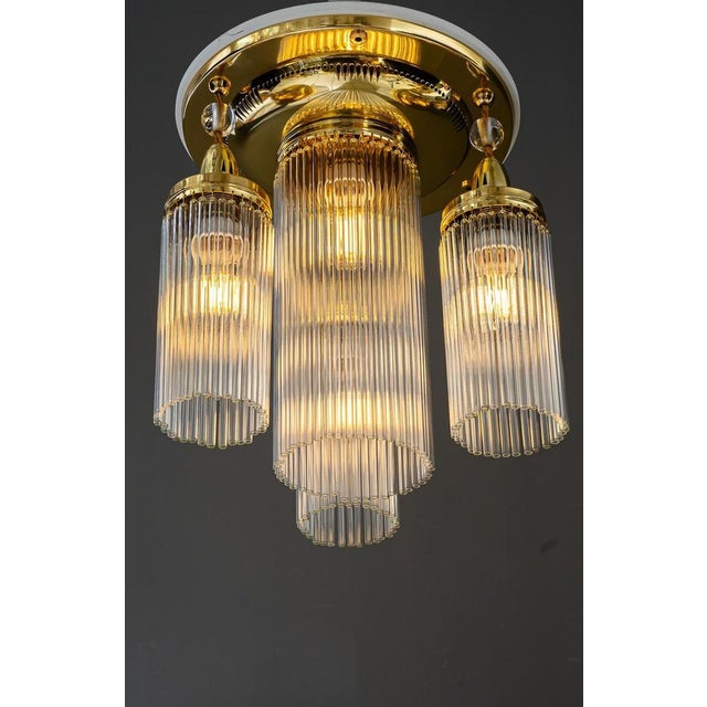 Art Deco Ceiling Lamp with Glass Sticks, 1920s For Sale - Image 3 of 17