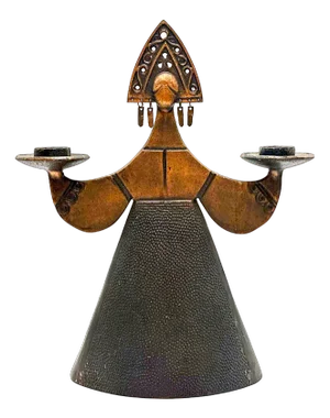 Vintage Figure Lady Dress Copper Candle Holder in the style of Bjorn Wiinblad, 1970s