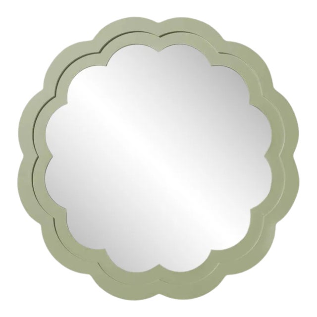 Fleur Home Audubon Peony Circle Mirror in Cooking Apple Green, 24x24 For Sale