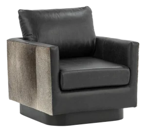 Black Leather & Hide Accent Chair