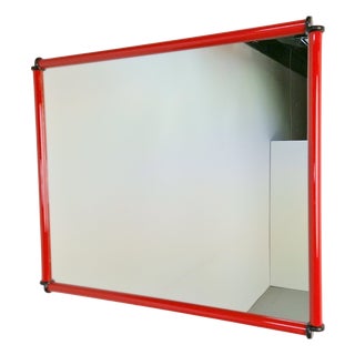 Italian Postmodern Red Frame Mirror, 1980s For Sale