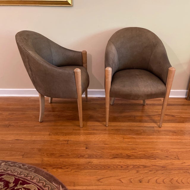 Contemporary Contemporary Donghia Leather Tub Chairs - a Pair For Sale - Image 3 of 8