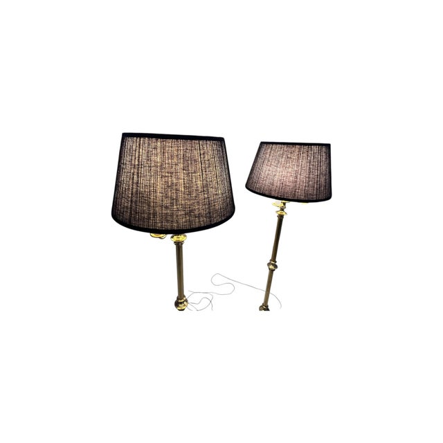 Late 20th Century Late 20th Century Gatco Solid Brass Neoclassical Style Brass Floor Lamps in the Style of Maison Jansen - a Pair For Sale - Image 5 of 13